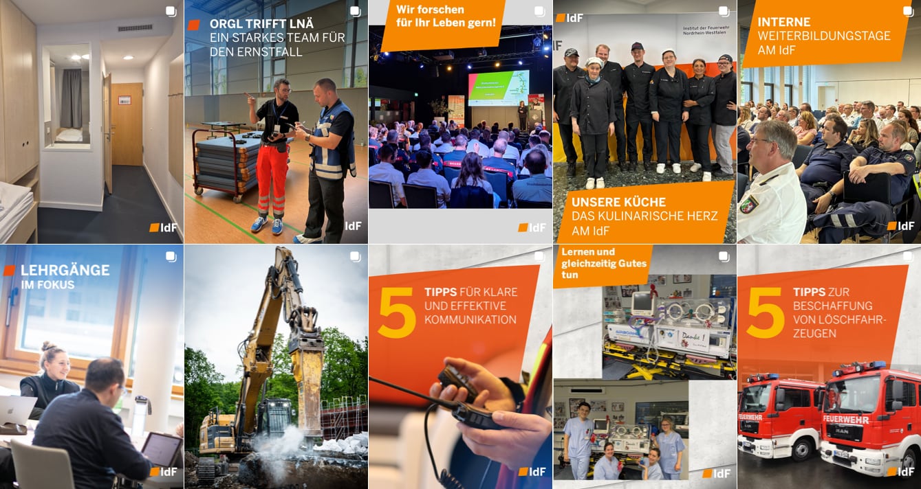 Instagram Profil des IdF Institut der Feuerwehr NRW in Münster