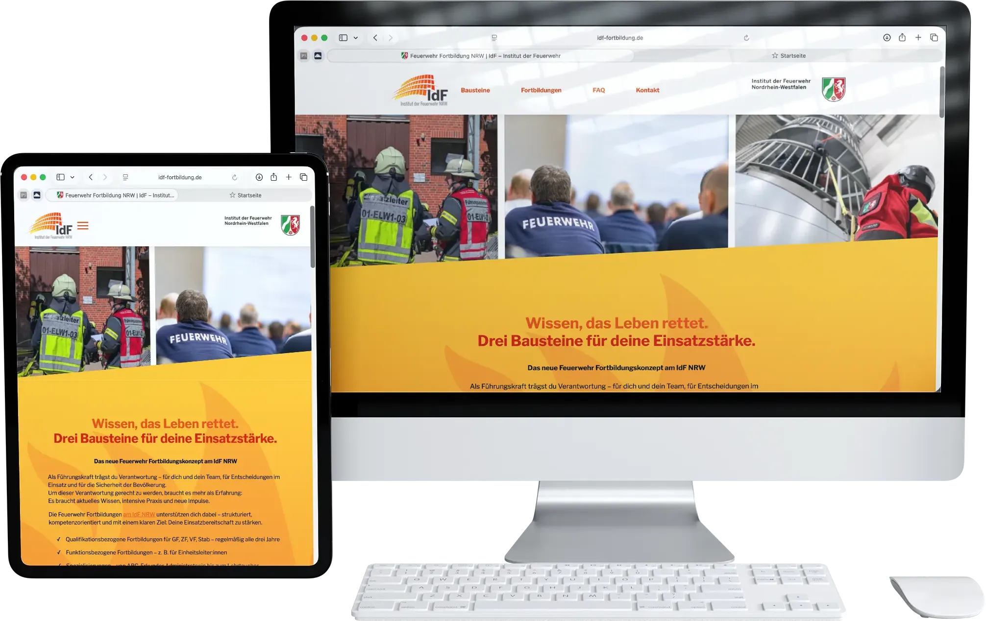 Landingpage des IdF NRW zum Fortbildungskonzept mit drei Bausteinen – umgesetzt von H-ZWO in WordPress.